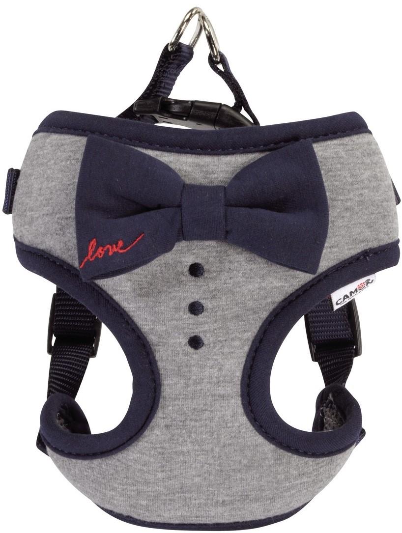 Camon Dog Harness Gray with Blue Bow 