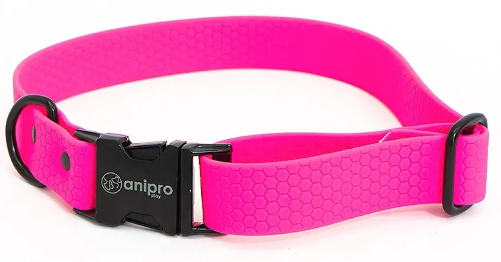 Anipro Hexagon Dog Collar Neon Pink